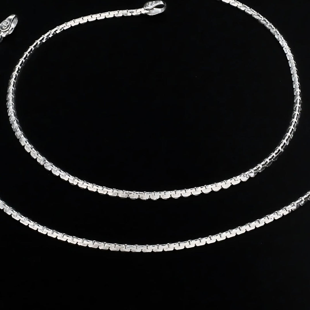 Real Silver women unique trendy Anklet Pair 10.3"