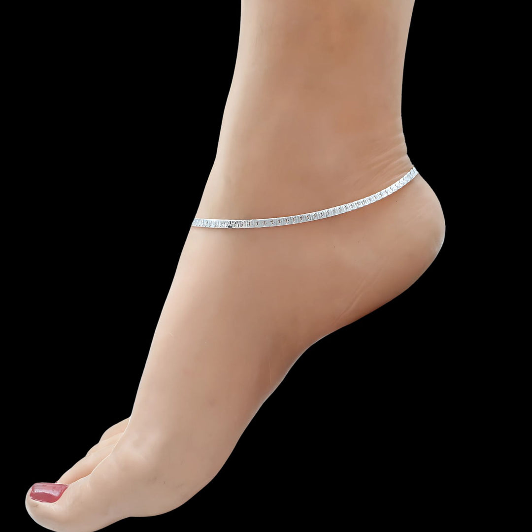 Real Silver women handmade best Anklet Pair 10.3"