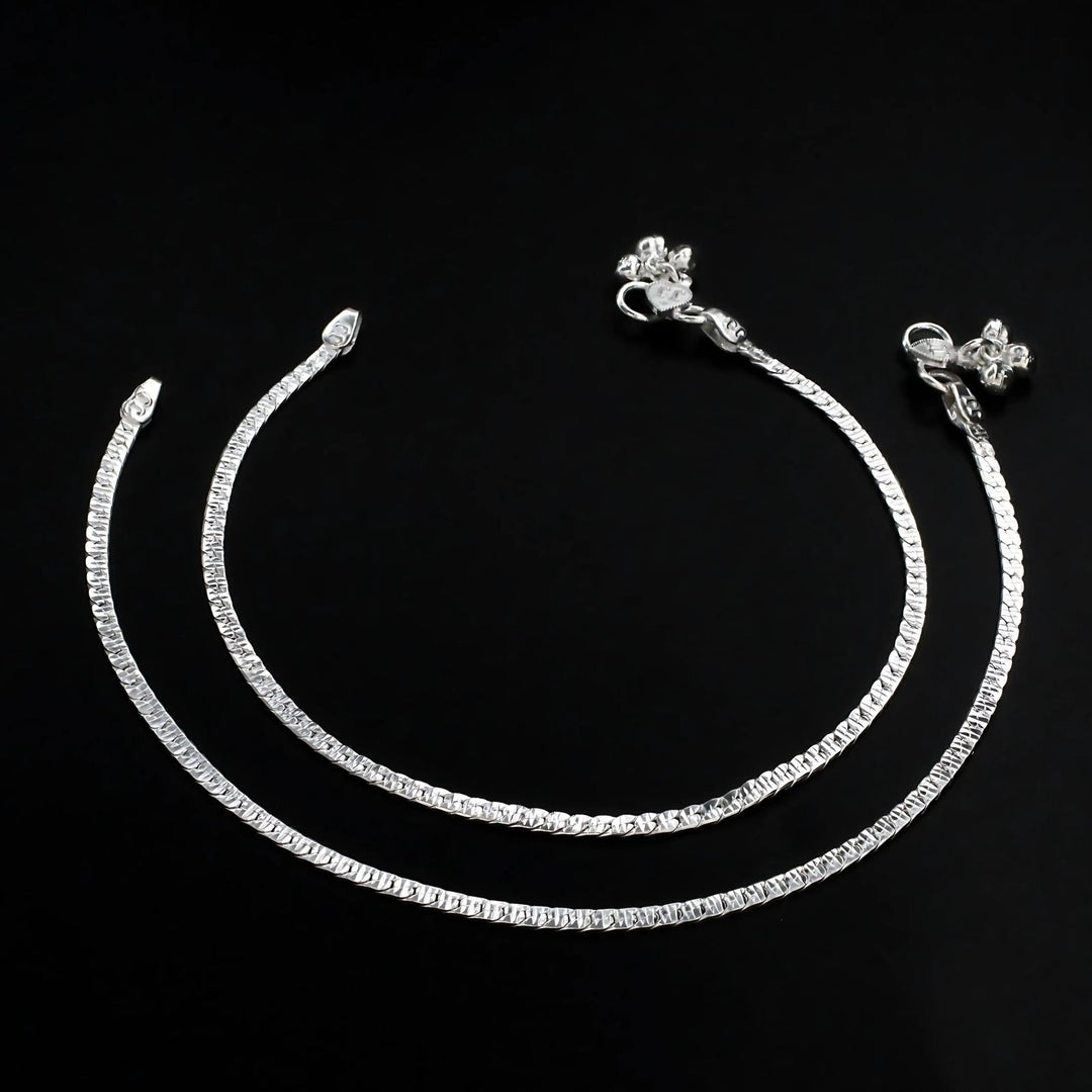 Real Silver women handmade best Anklet Pair 10.3"