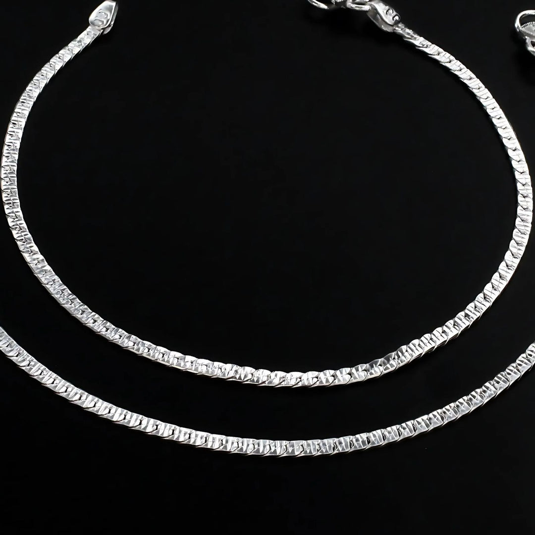Real Silver women handmade best Anklet Pair 10.3"