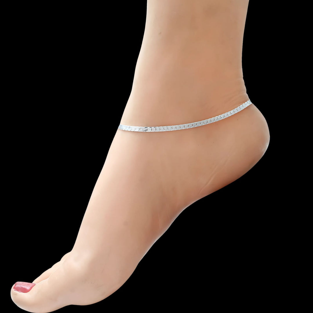 Real Silver women amazing Anklet Pair 10.3"