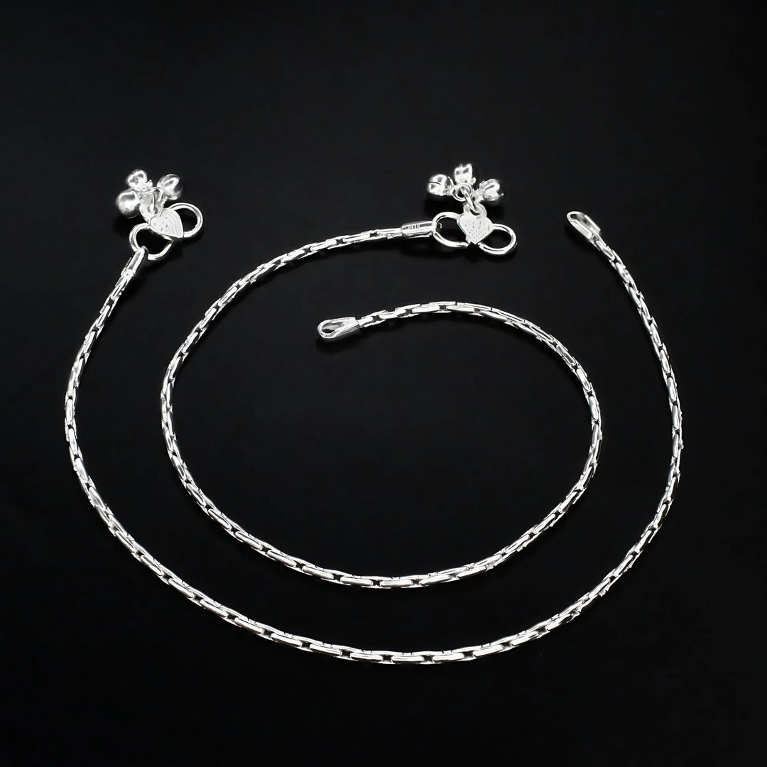 Real Silver women daily wear Anklet Pair 10.3"