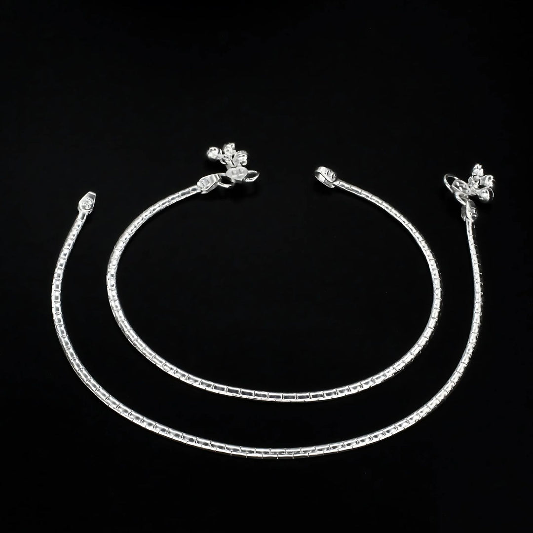 Real Silver women daily style chain Anklet Pair 10.3"