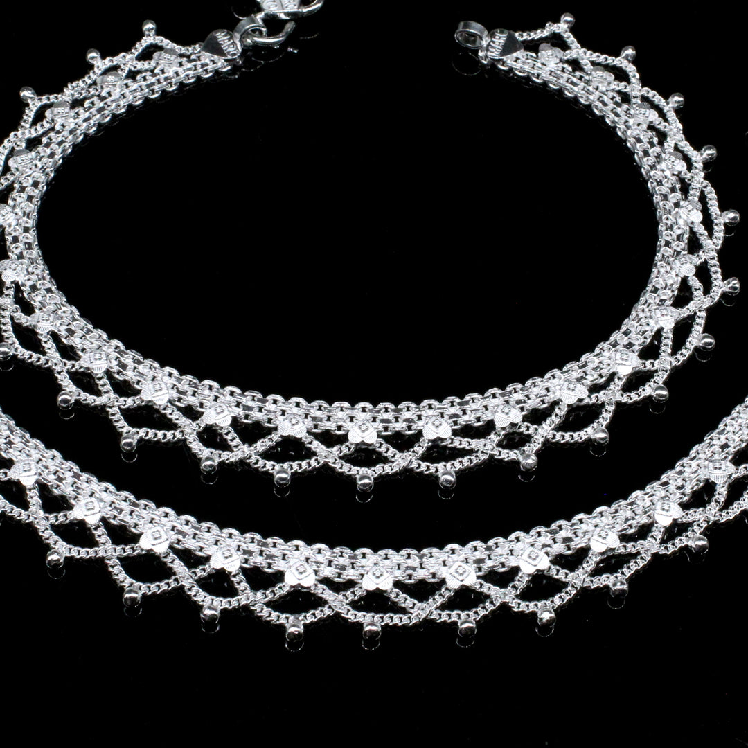 Bridal Wear Silver Anklets