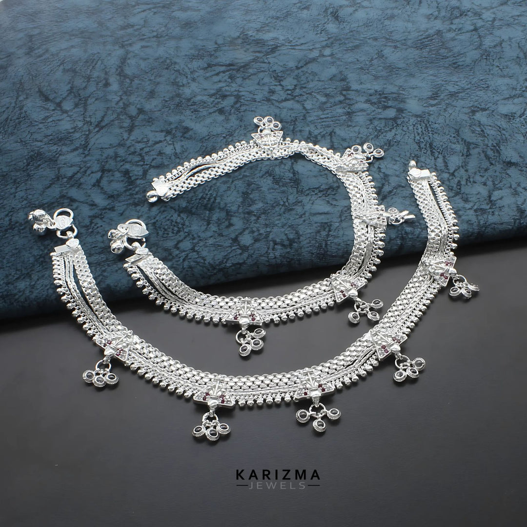 Silver Anklet Latest Design Of Pajeb Real Sterling Silver Indian