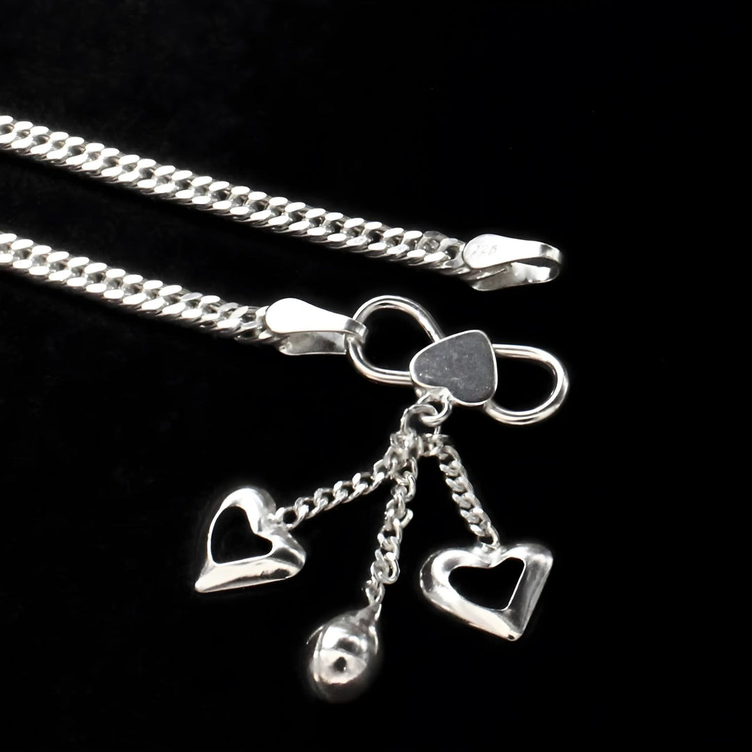 925 Sterling Silver women Thinnest cuban Chain Anklet 10.3" - Single