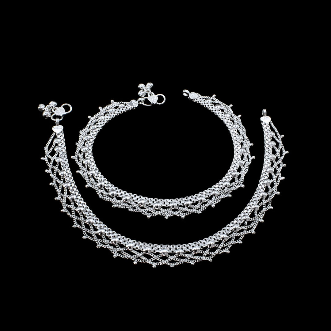 Pair of Women Silver Anklets