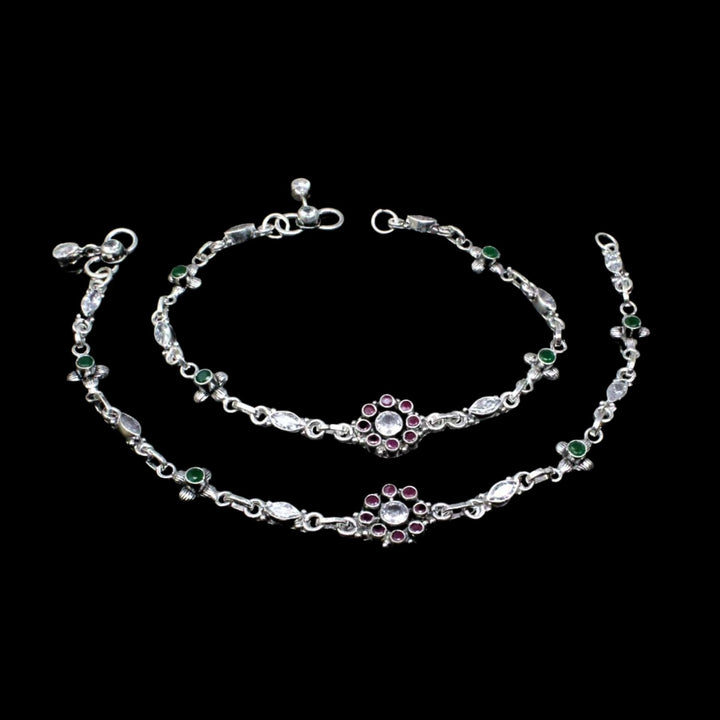 Designer Silver oxidized Anklets For Female