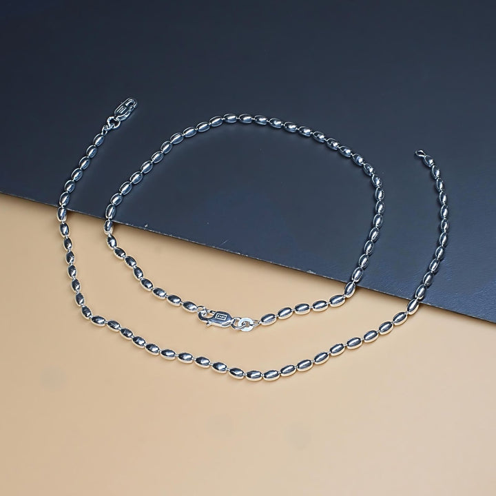 Oval Ball Design 925 Silver Classic  Ankle Bracelet 