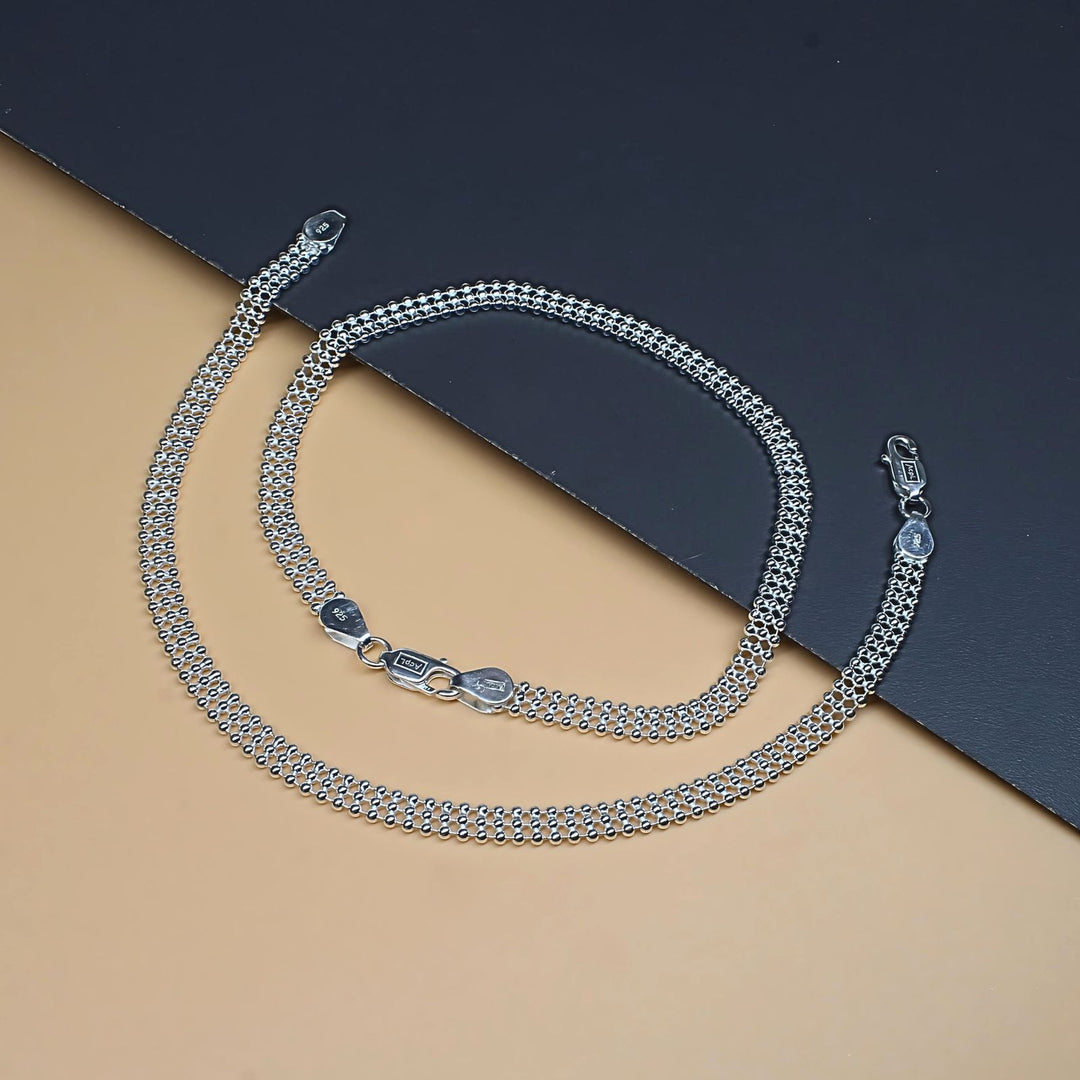 Real Silver Ball Chain Ankle Bracelet