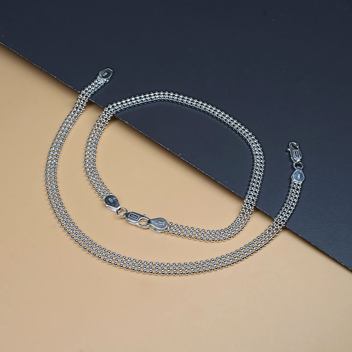 Real Silver Ball Chain Ankle Bracelet