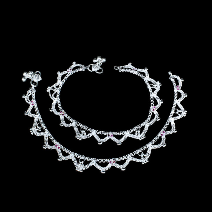  Bridal Wear Silver Anklets in Traditional Design 