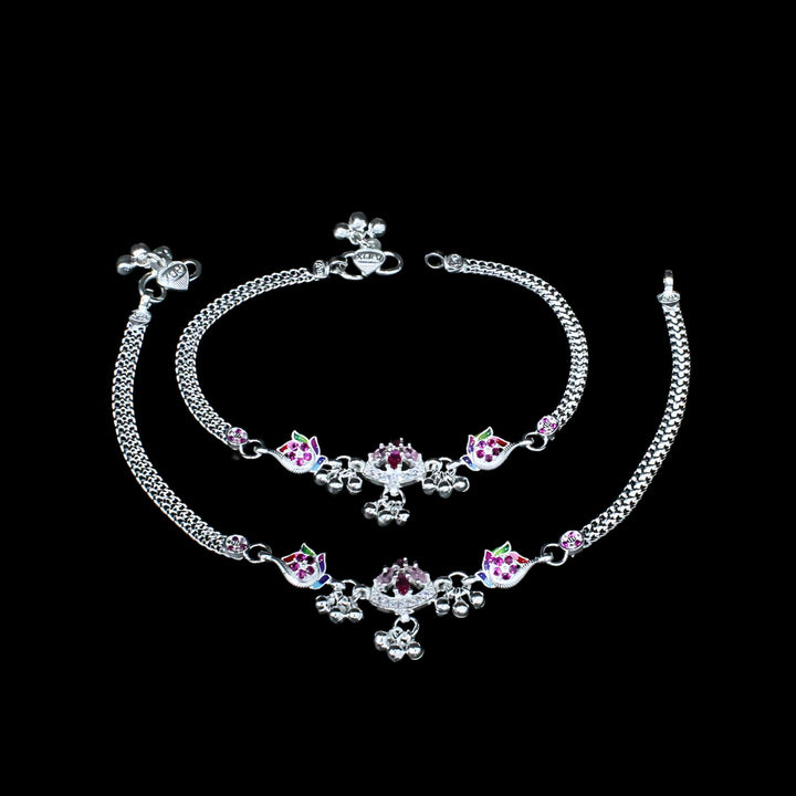 Pair of Women Silver Anklets