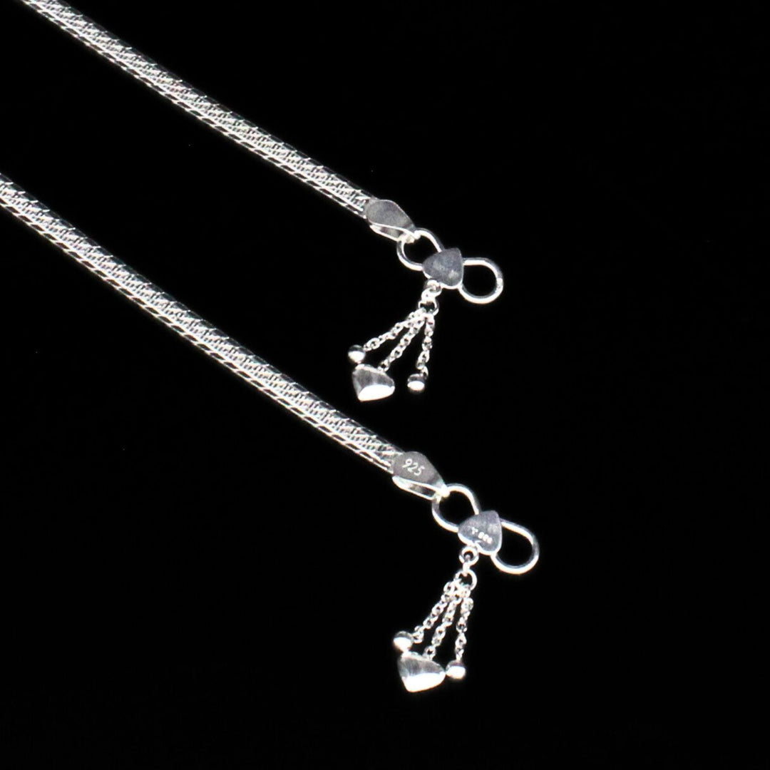 Boho style 925 Sterling Silver Indian women Anklets Pair 10.3"