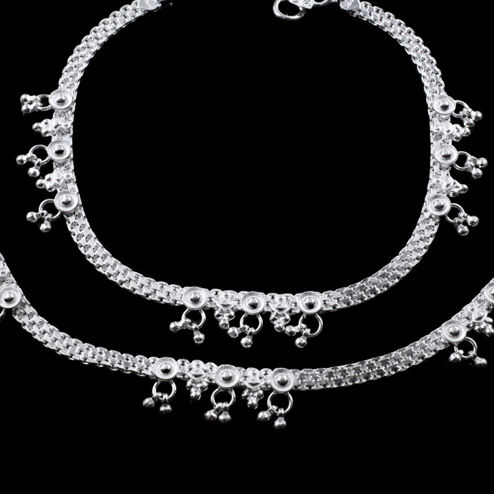 Pair of Women Silver Anklets