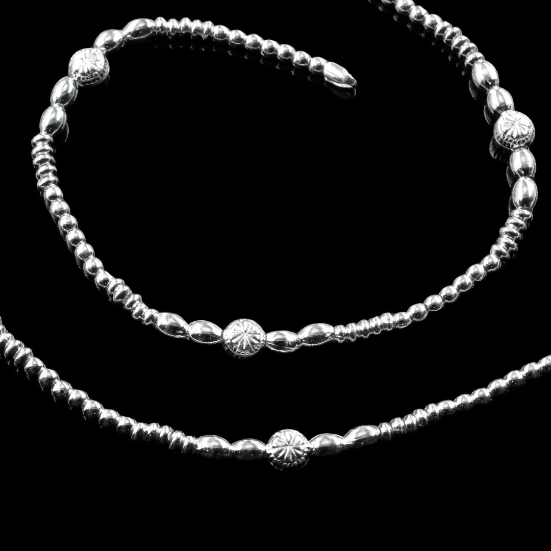 Real Sterling Silver Indian Women Balls Anklets Ankle Pair 10.2"