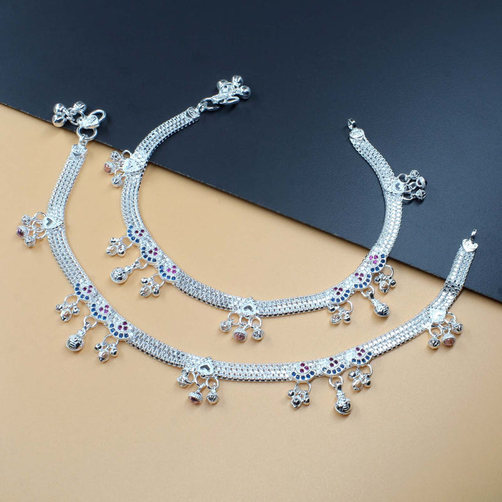 Real Silver Dangling Beads style Ankle Bracelet 