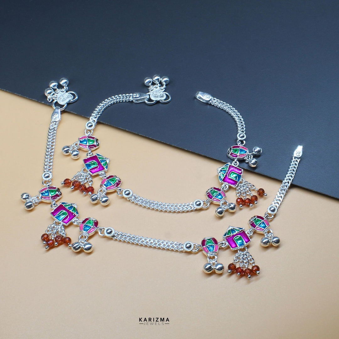 Real Silver Indian wedding style women Anklets Bracelet