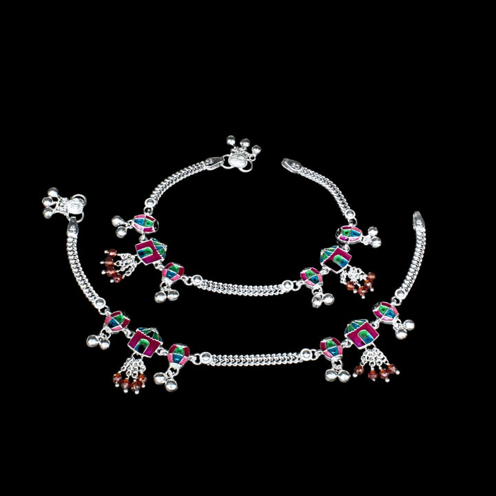 Pair of Women Silver Anklets