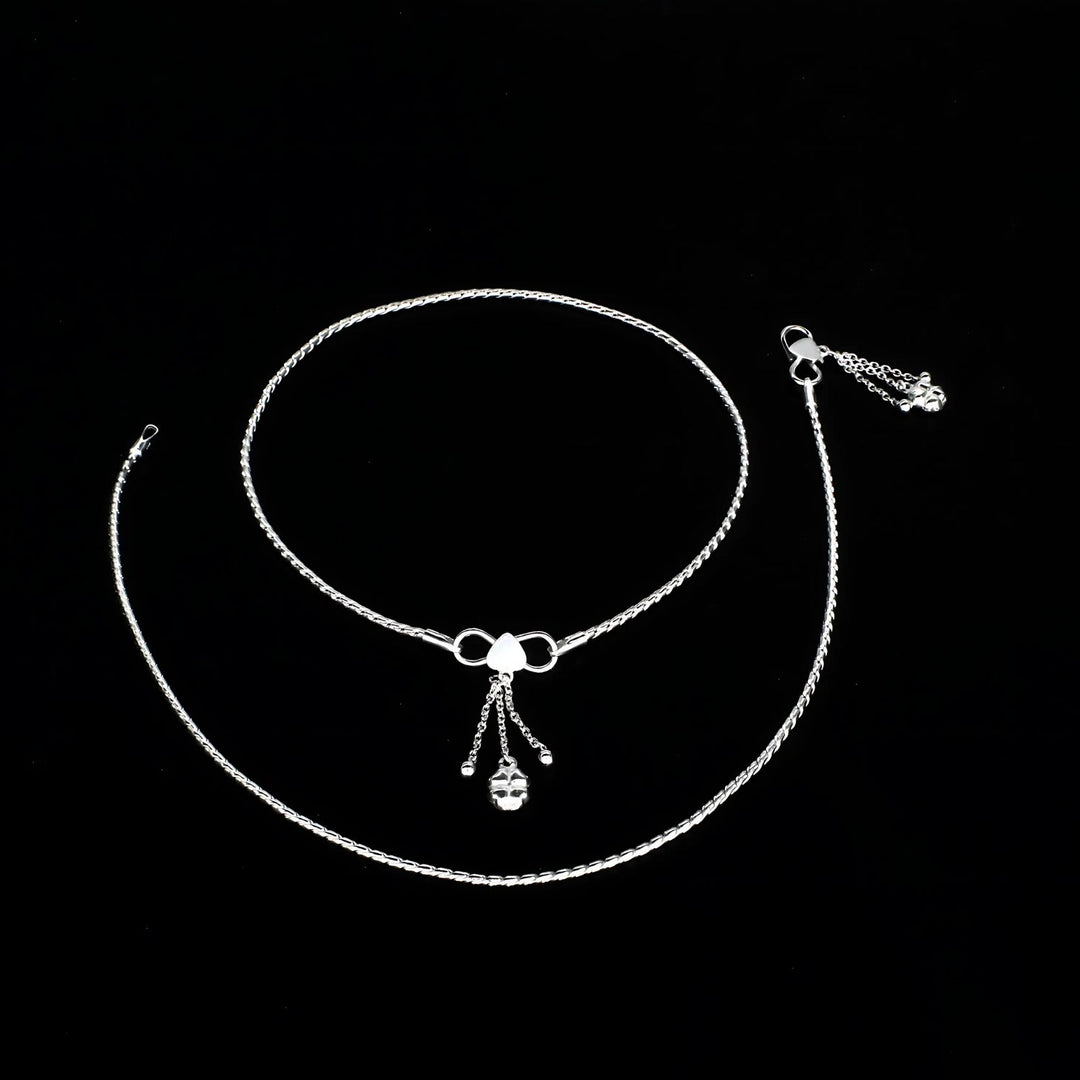 Girlish 925 Sterling Silver Chain Anklet Pair 10.3"