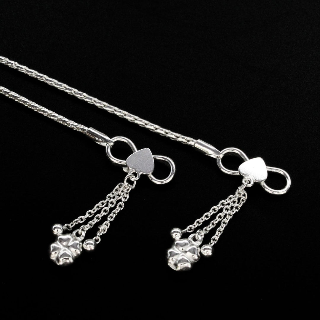 Girlish 925 Sterling Silver Chain Anklet Pair 10.3"