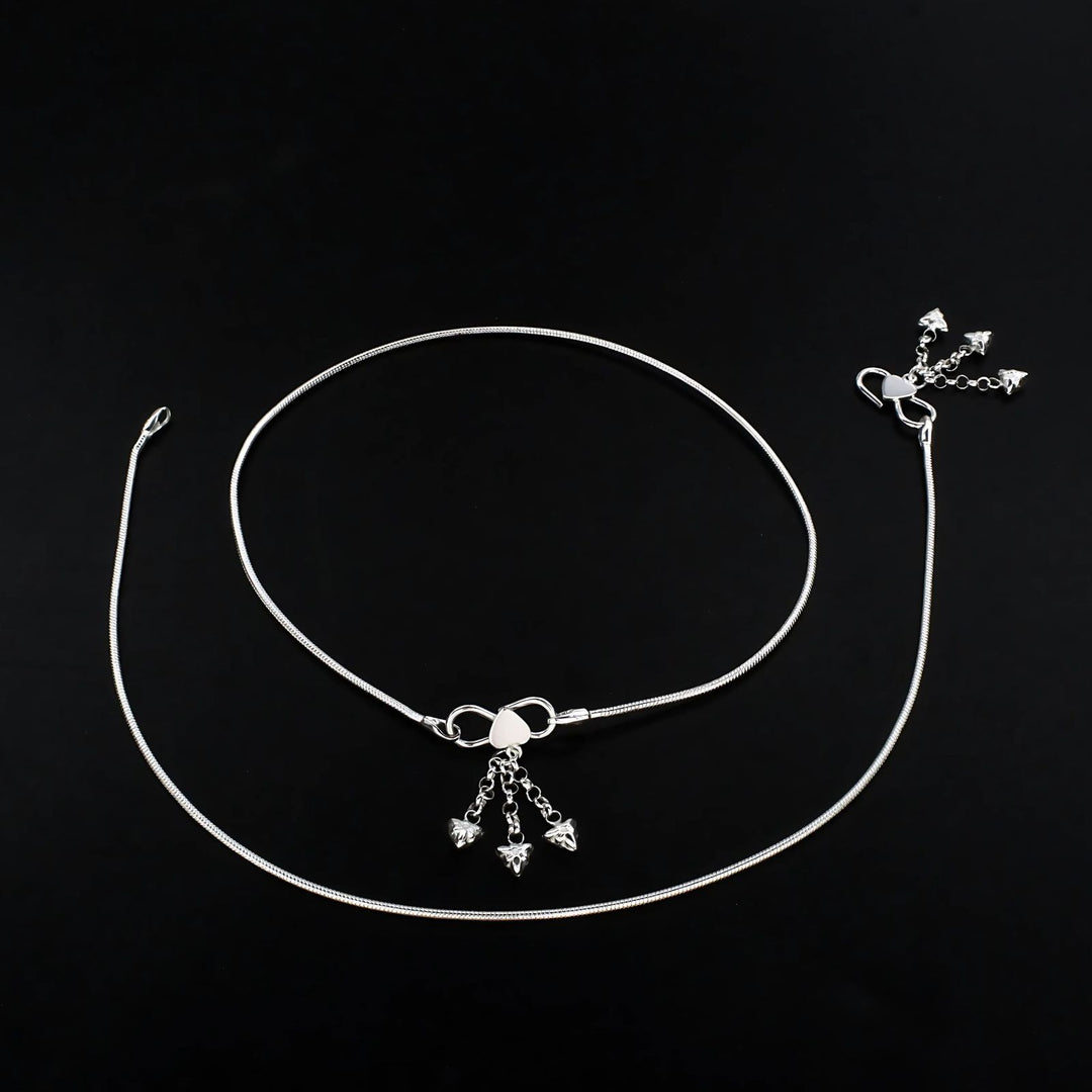 Indian 925 Sterling Silver snake Chain Anklet Pair 10.3"