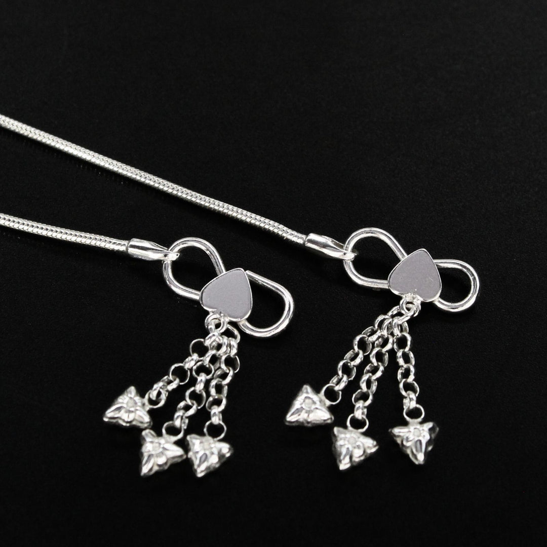 Indian 925 Sterling Silver snake Chain Anklet Pair 10.3"