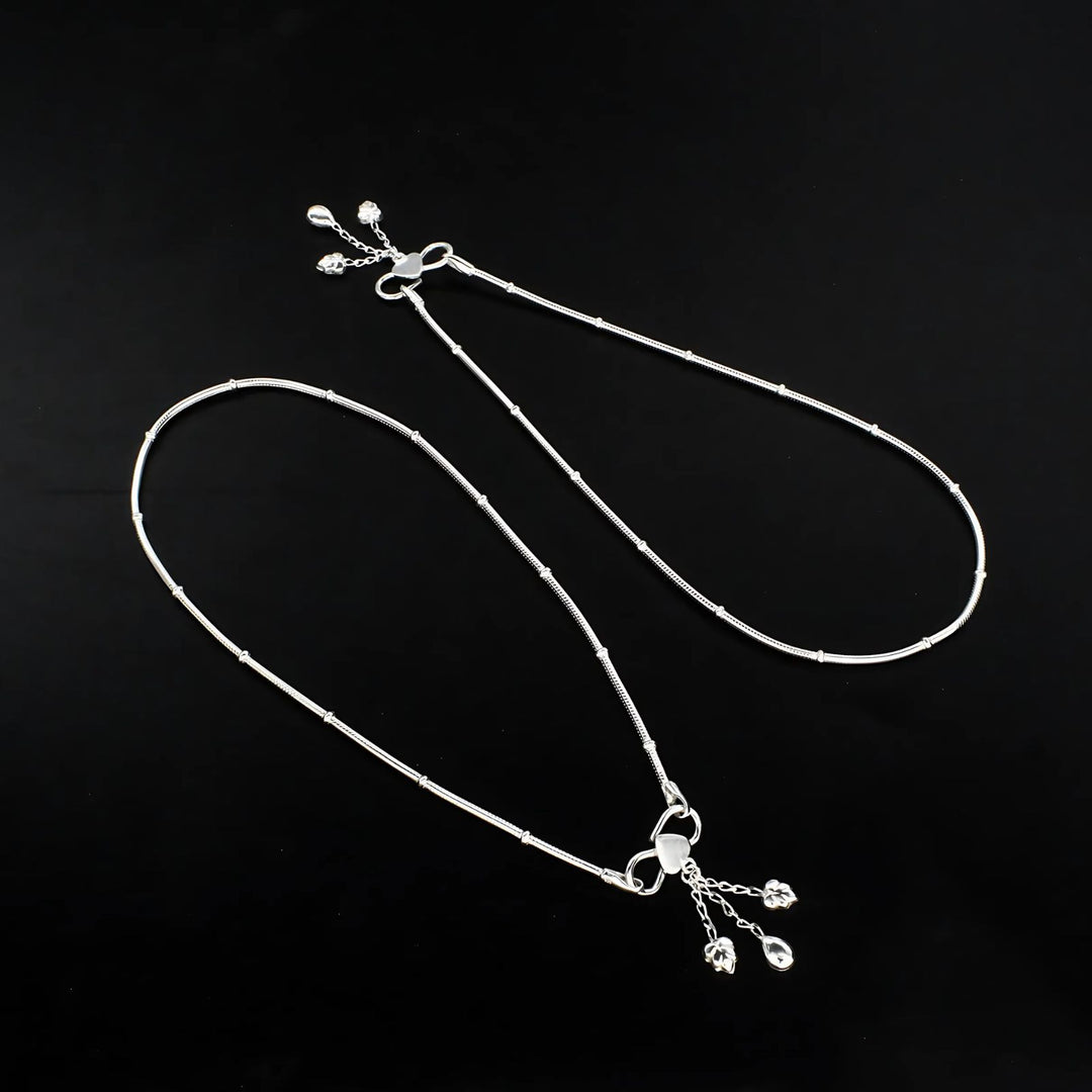 925 Sterling Silver Excellent gifting women Chain Anklet Pair 10.3"