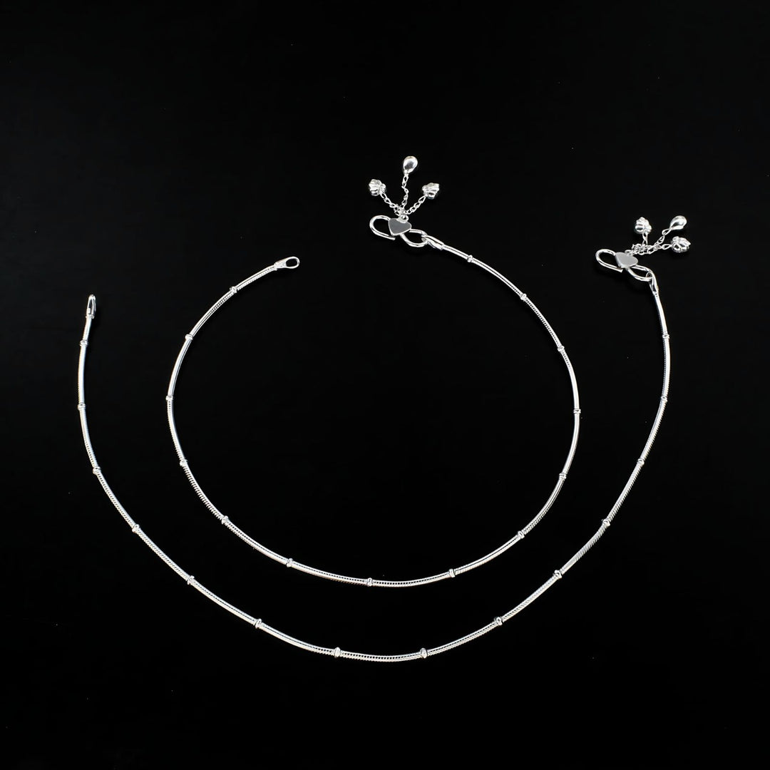 925 Sterling Silver Excellent gifting women Chain Anklet Pair 10.3"
