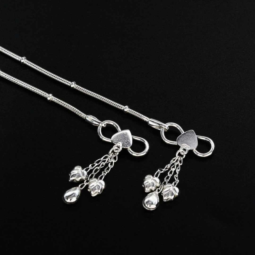925 Sterling Silver Excellent gifting women Chain Anklet Pair 10.3"