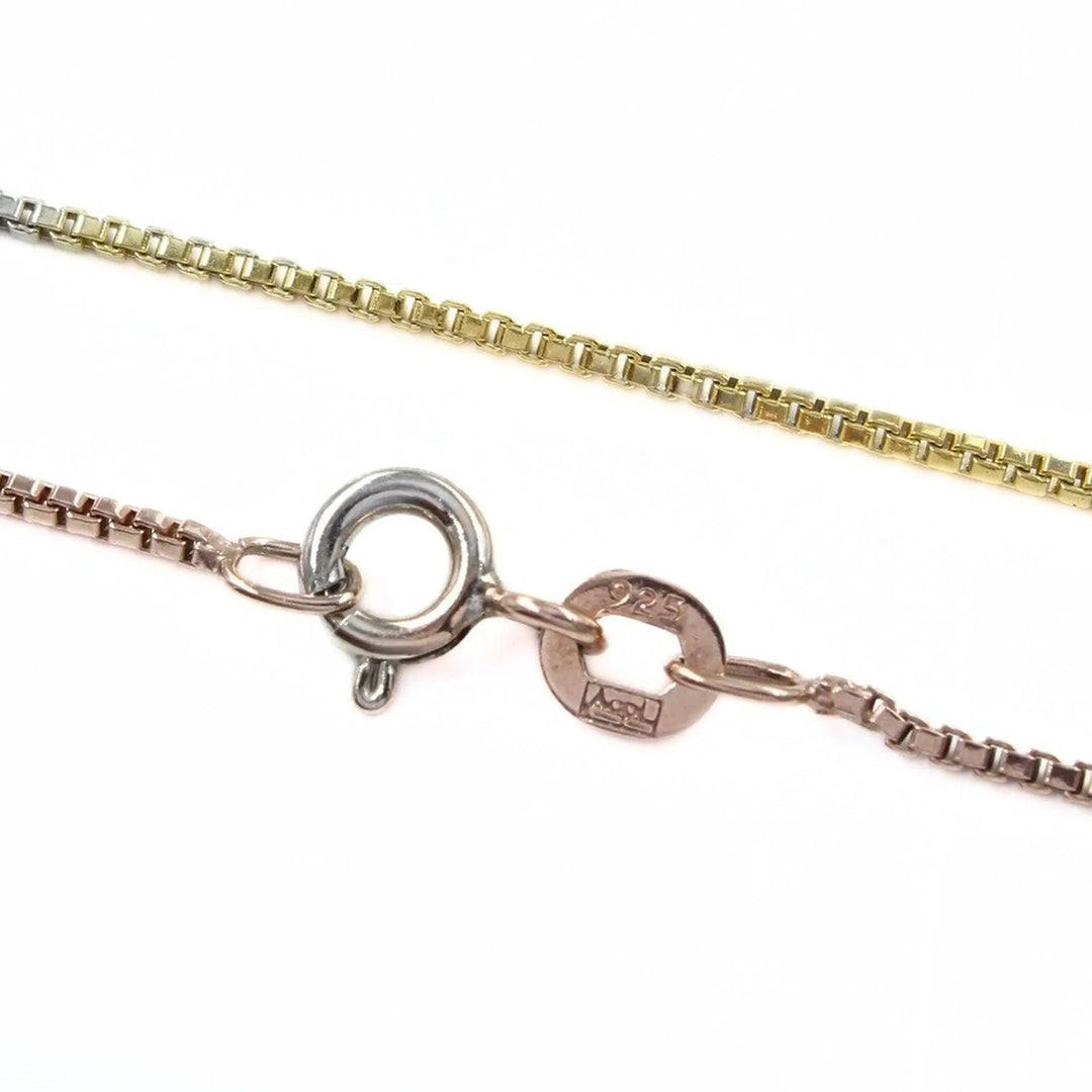 Three Tone 925 Sterling Silver box design Neck Chain 18"