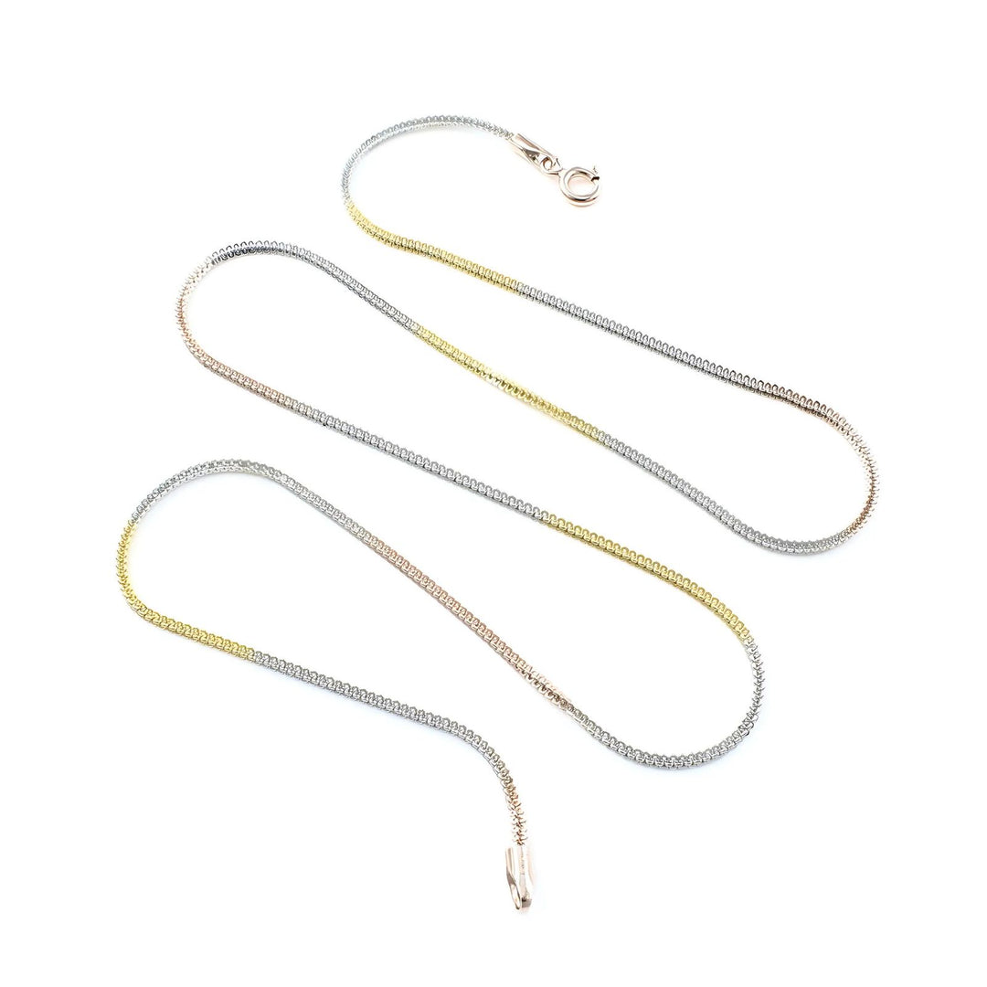 Triple Tone 925 Sterling Silver amazing Neck Chain 18"