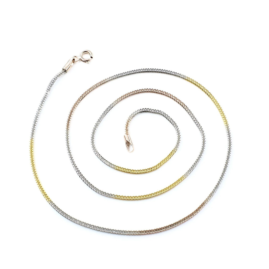 Triple Tone 925 Sterling Silver amazing Neck Chain 18"