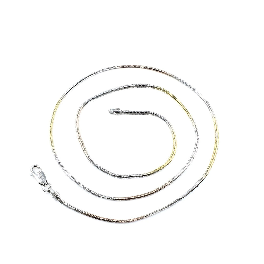 Three Tone 925 Sterling Silver fabulous Women Neck Chain 18"