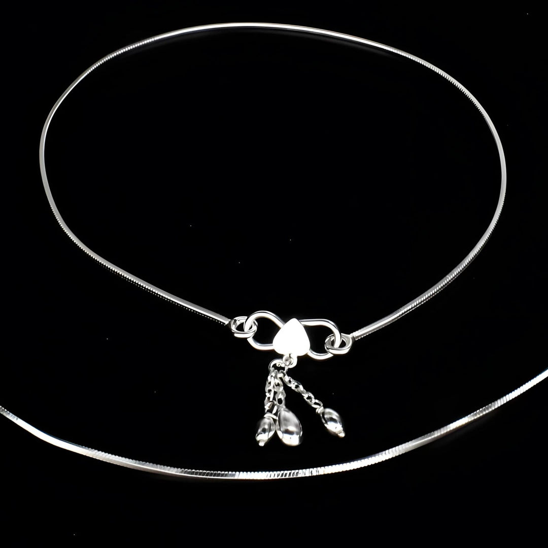 925 Sterling Silver women Chain Anklet Pair 10.3"