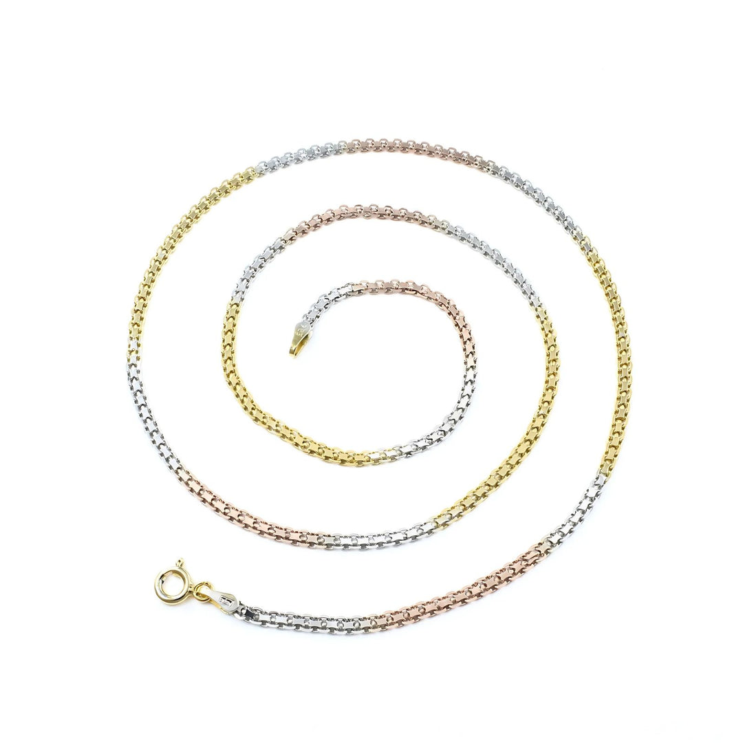 Classic Design Triple Tone 925 Sterling Silver Neck Chain 20"