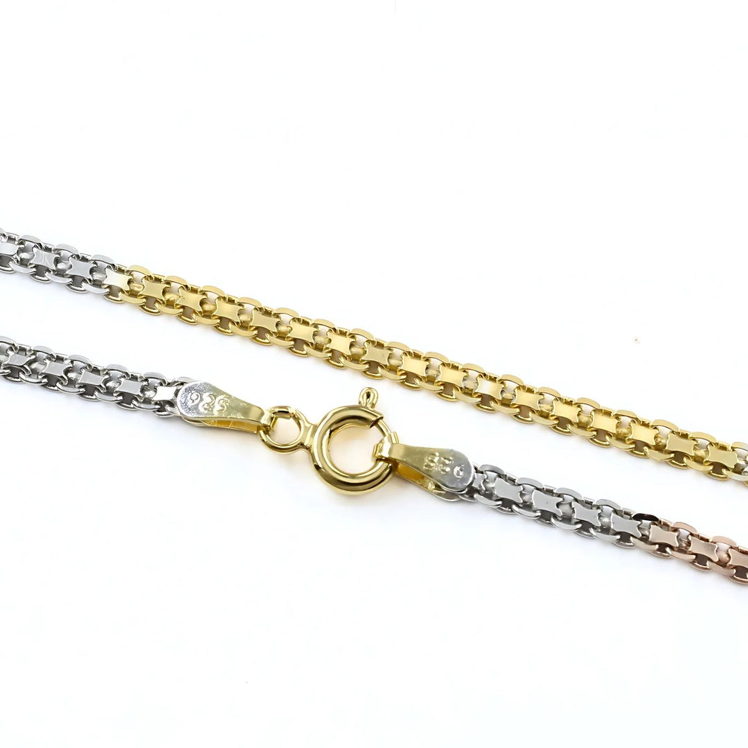 Classic Design Triple Tone 925 Sterling Silver Neck Chain 20"