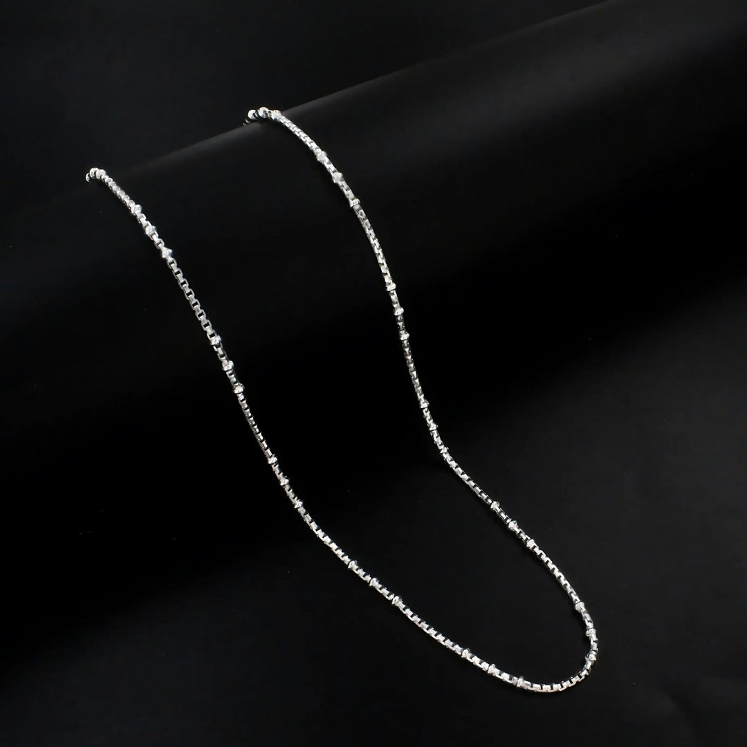 18" Daily wear 925 Sterling Silver box design Neck Chain