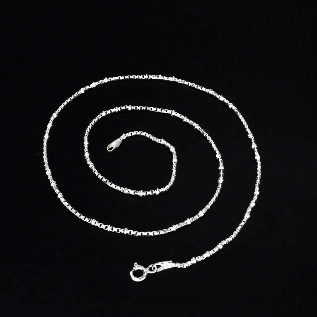 18" Daily wear 925 Sterling Silver box design Neck Chain