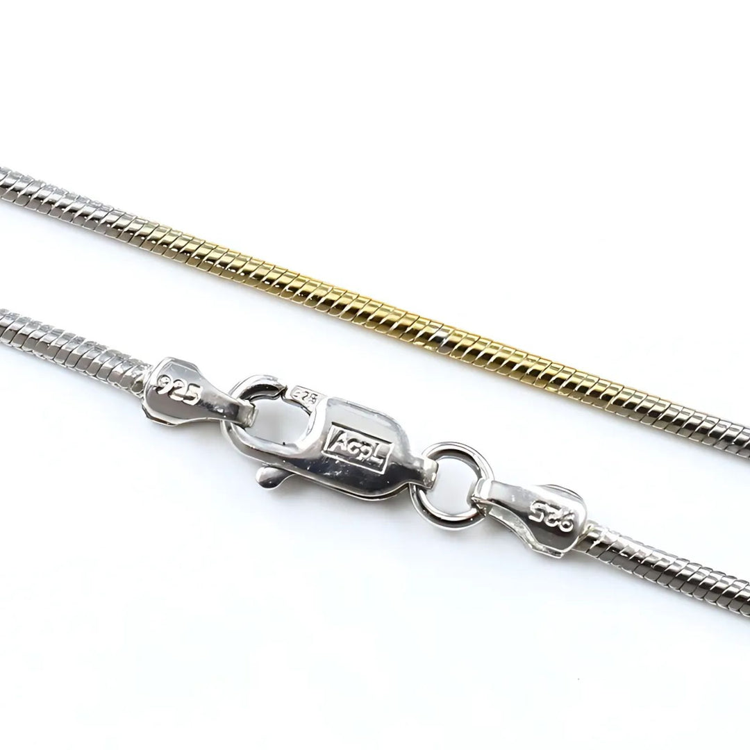 Three Tone 925 Sterling Silver fabulous Women Neck Chain 18"