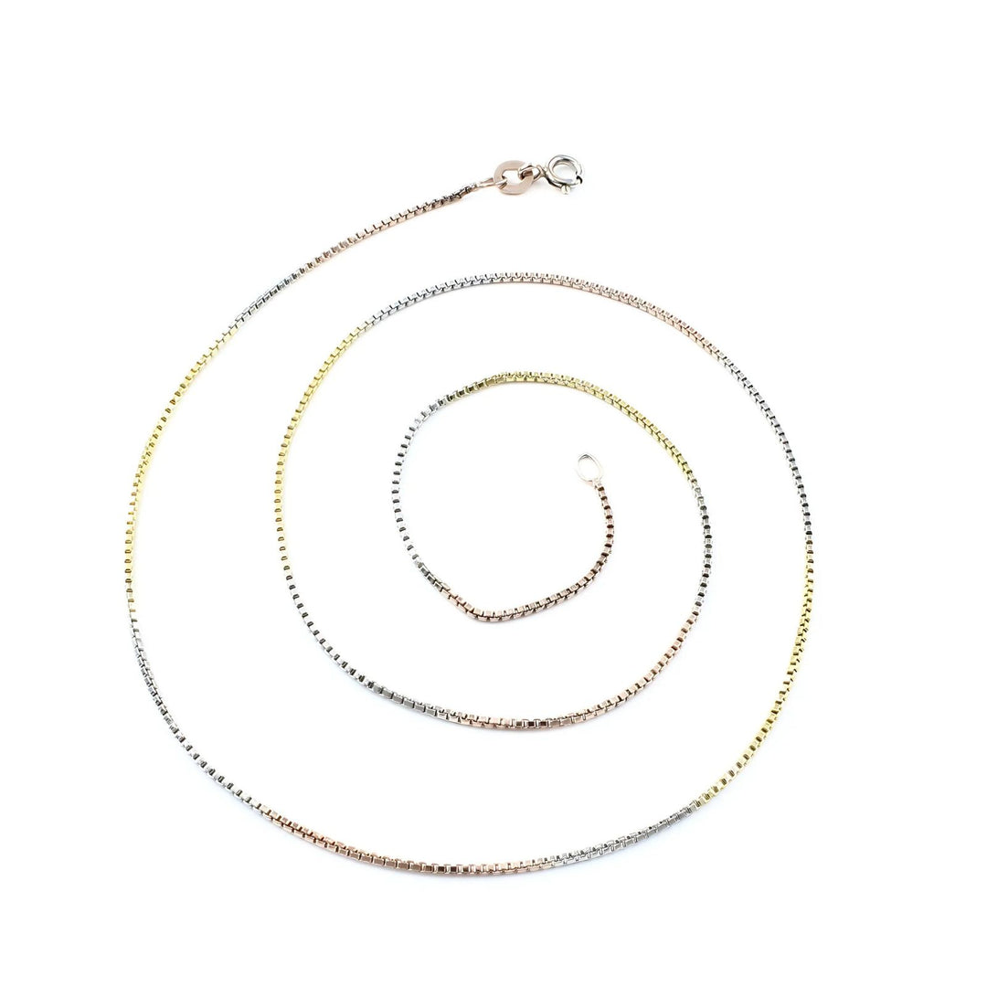 Three Tone 925 Sterling Silver gorgeous Neck Chain 18"