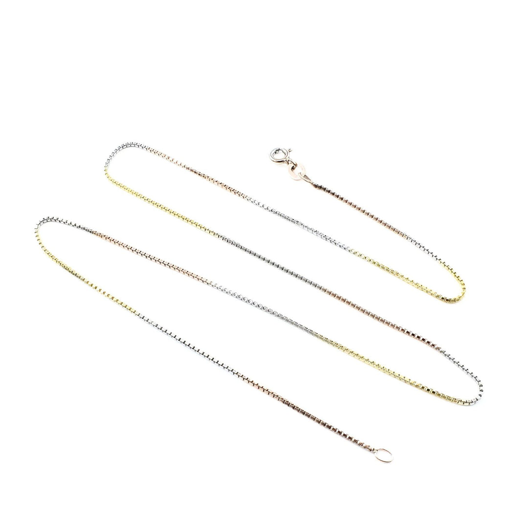 Three Tone 925 Sterling Silver gorgeous Neck Chain 18"