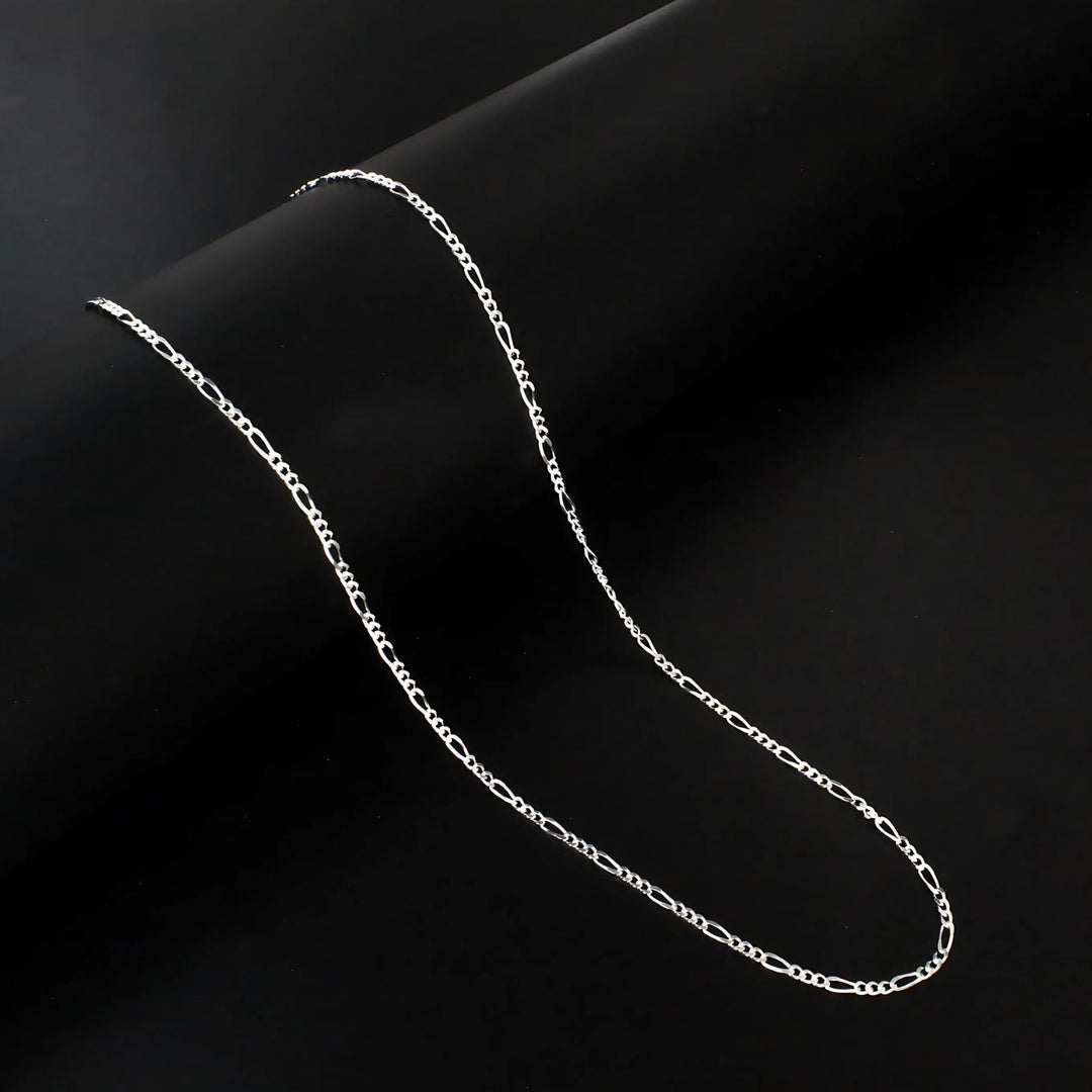 925 Sterling Silver women light weight figaro Neck chain 18"