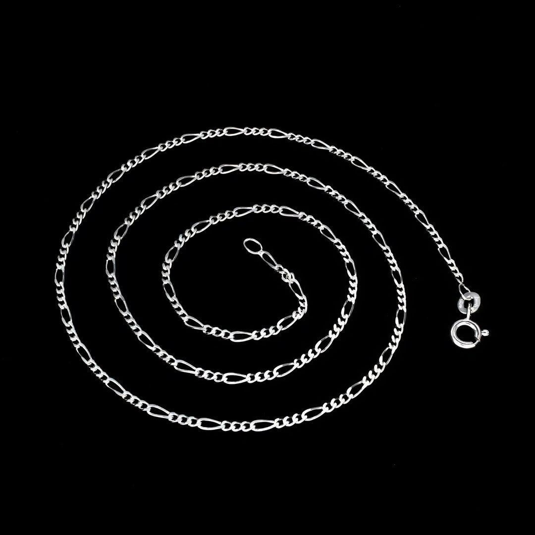 925 Sterling Silver women light weight figaro Neck chain 18"