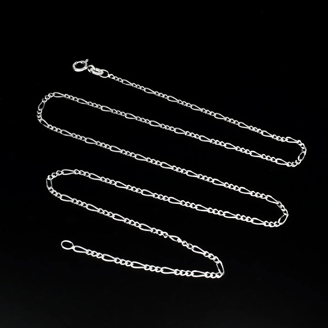 925 Sterling Silver women light weight figaro Neck chain 18"