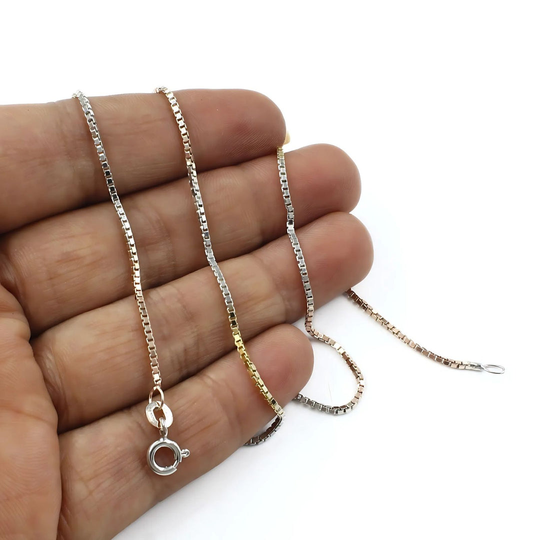 Three Tone 925 Sterling Silver gorgeous Neck Chain 18"