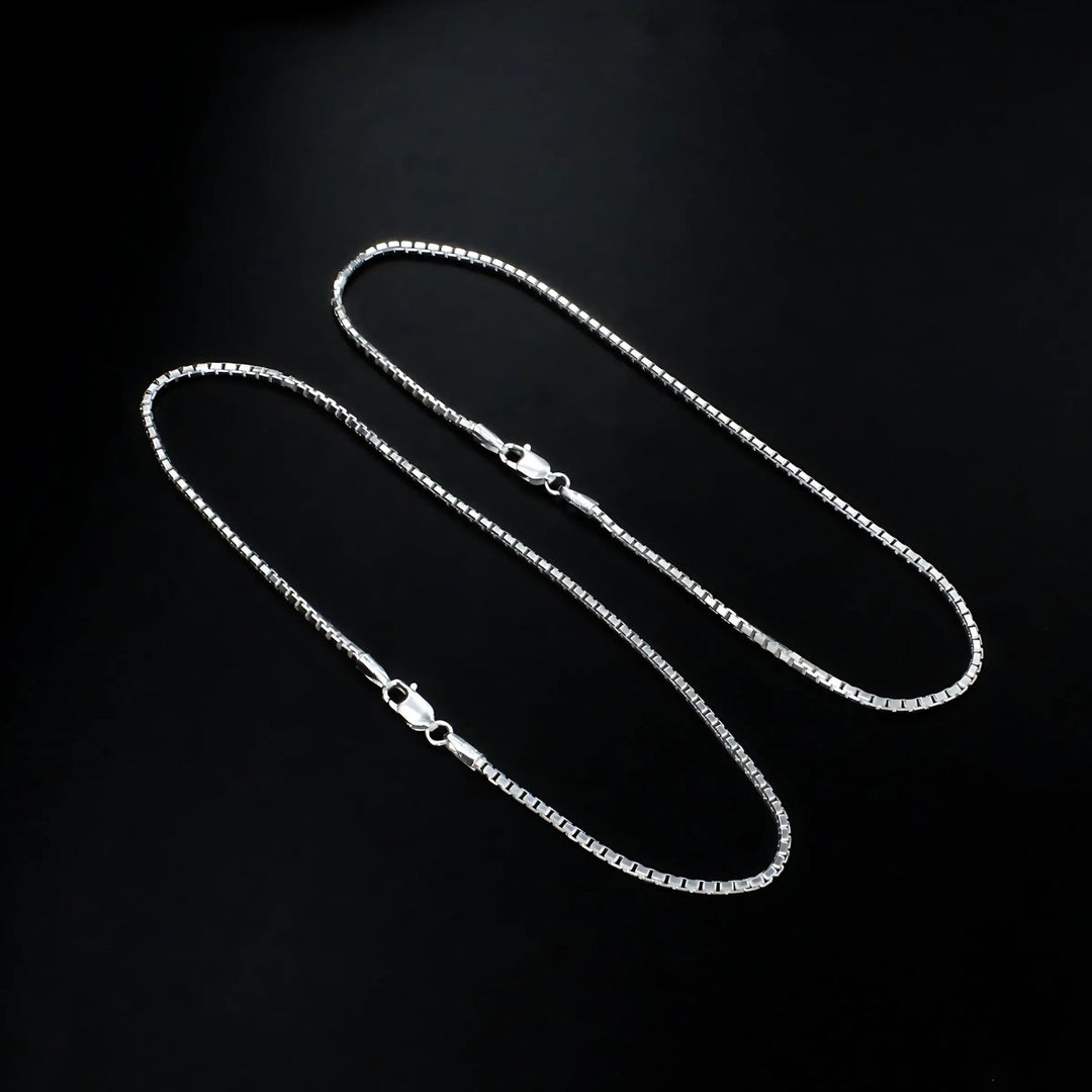 Beach wear Real 925 Sterling Silver women box chain Anklet Ankle Pair 10.3"