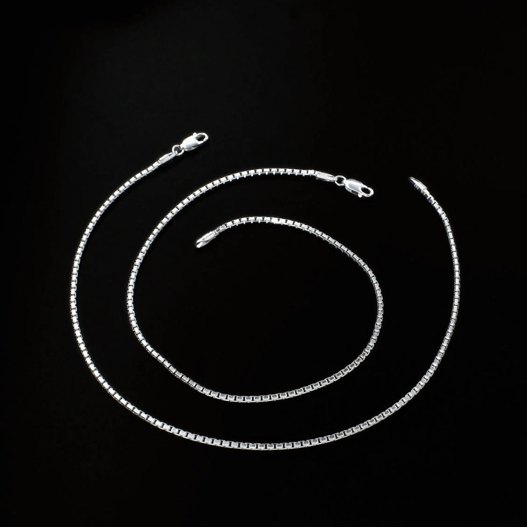 Beach wear Real 925 Sterling Silver women box chain Anklet Ankle Pair 10.3"