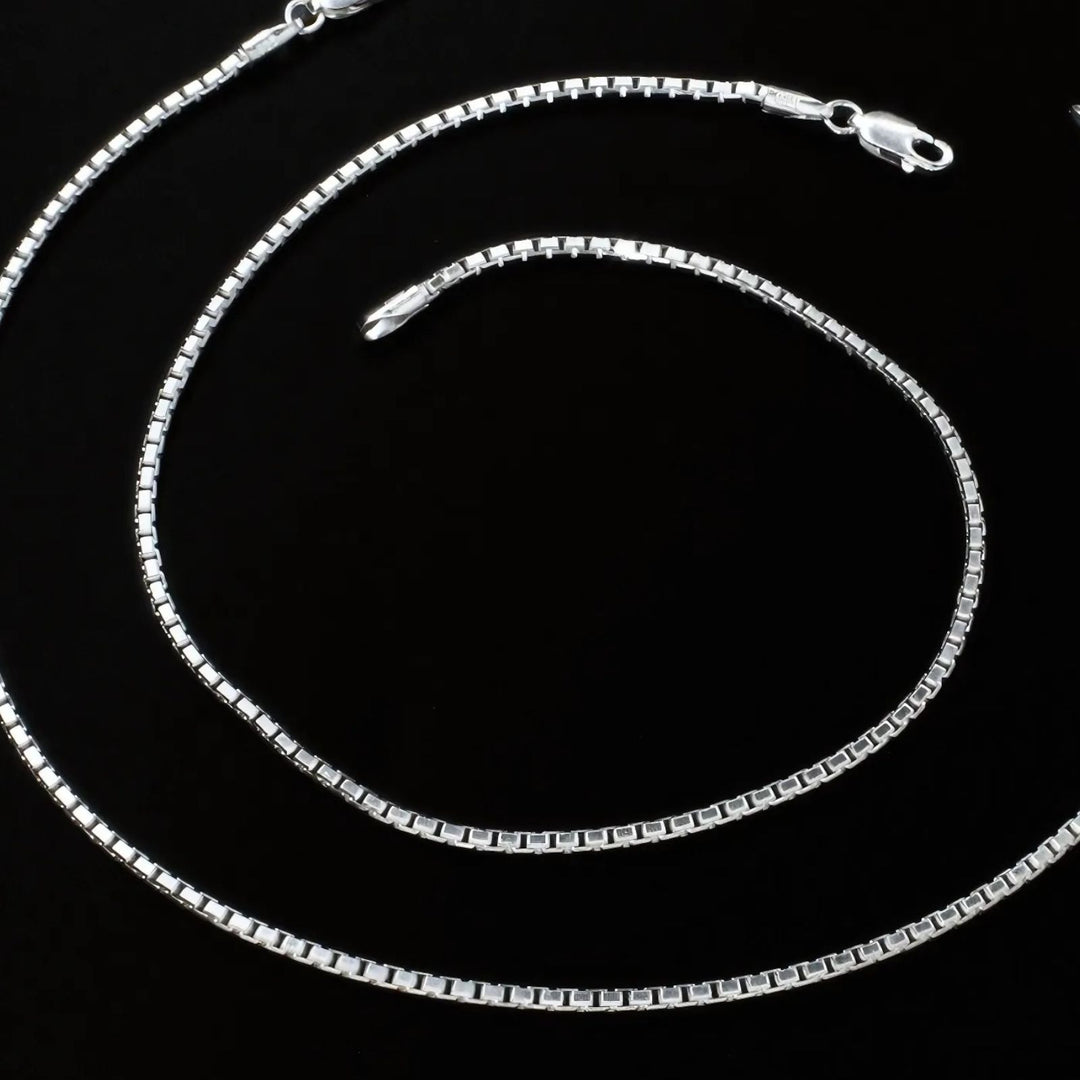 Beach wear Real 925 Sterling Silver women box chain Anklet Ankle Pair 10.3"