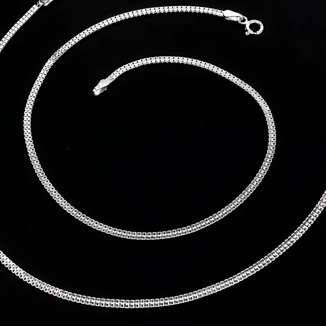 Real 925 Sterling Silver girlish Double Box Chain Anklet Pair 10.2"